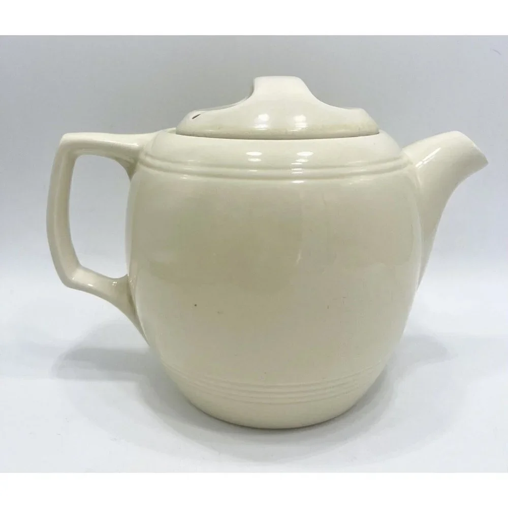 Vintage Porcelier Tea Pot Ducks Flying Vitreous China Lake Cattails Made in USA